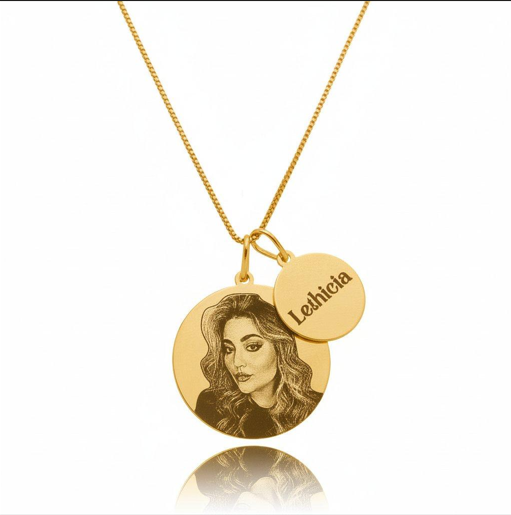 Colar Mandala Fotogravação c/ Medalhinha